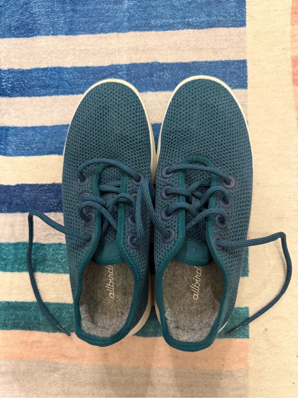 Allbirds Tree Runners Sz 8 Teal Green Knit Casual Sneakers Lightweight Soft